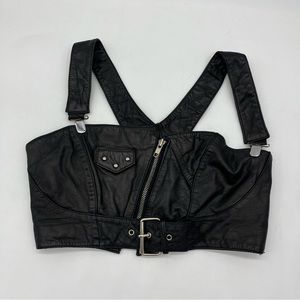 Chia Vintage Leather Bralette Bra Size Medium Buckle Top